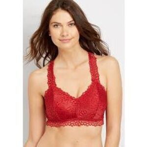MAURICE’S Women’s Red Pink Floral Lace Racerback Bralette Size Extra Large